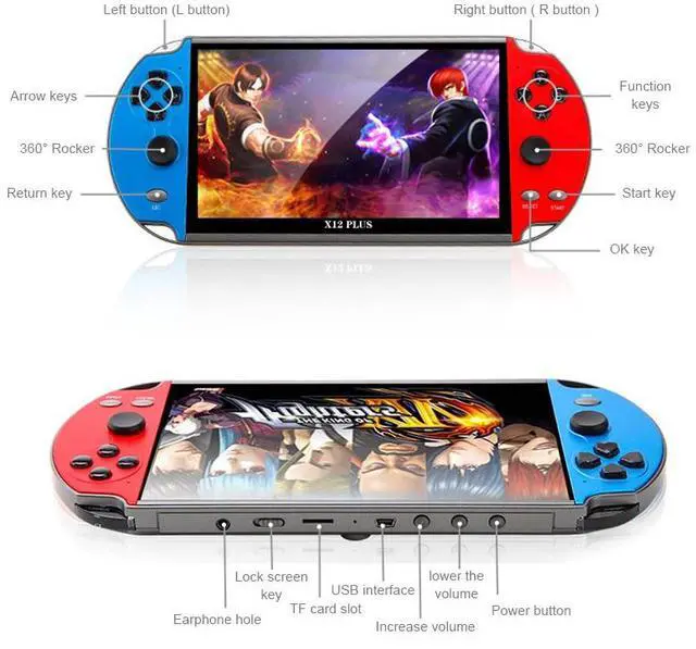 Alt view image 3 of 7 - Powkiddy X12 Plus Retro Classic Games Handheld Game Console with 7 inch HD Screen & 16GB Memory, /
