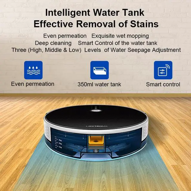 Alt view image 14 of 14 - LIECTROUX C30B Robot Vacuum Cleaner, Smart Mapping, with Memory, WiFi App & Voice Control, 4000Pa Strong Suction, Dry & Wet Mopping, Suit for Pet Hair, Home Floor & Carpet Cleaning, Disinfection
