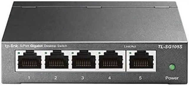Main image of TP-Link TL-SG105S | 5 Port Gigabit Ethernet Switch | Desktop/Wall-Mount | Plug & Play | Fanless | Sturdy Metal | Limited Lifetime Protection | 802.1p/DSCP QoS & IGMP Snooping | Compact Design