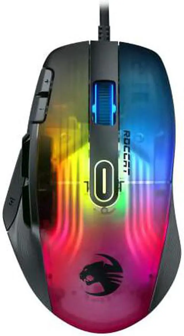 Alt view image 4 of 7 - roccat kone xp pc gaming mouse with 3d aimo rgb lighting, 19k dpi optical sensor, 4d krystal scroll wheel, multi-button design, wired computer mouse, black