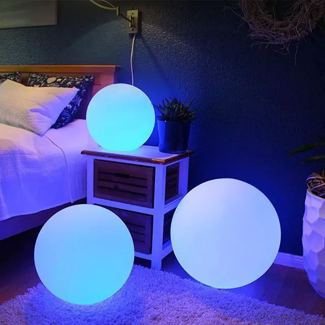 Alt view image 5 of 11 - Modern Home LED Glow Ball  Color-Changing Plug-In Light Orb Sphere for Indoor & Outdoor Use - Plug-In Direct Wired (20")
