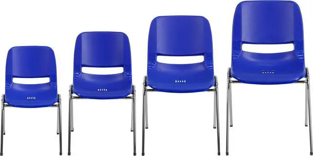 Alt view image 5 of 20 - HERCULES Series 880 lb. Capacity Navy Ergonomic Shell Stack Chair with Chrome Frame and 18'' Seat Height
