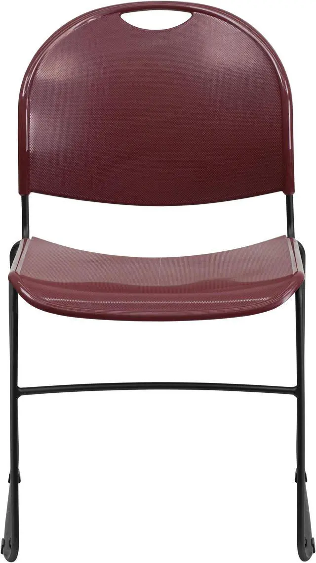 Alt view image 4 of 20 - HERCULES Series 880 lb. Capacity Burgundy Ultra-Compact Stack Chair with Black Powder Coated Frame