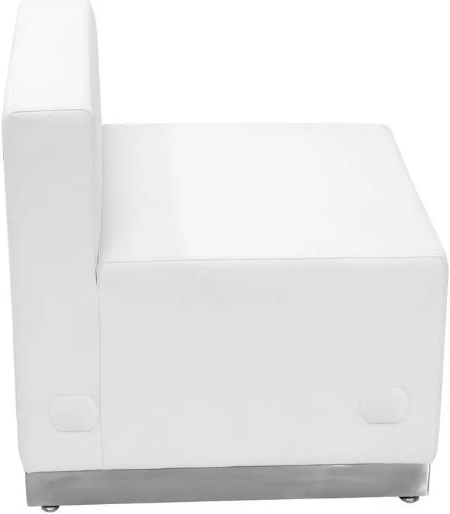 Alt view image 3 of 20 - HERCULES Alon Series Melrose White LeatherSoft Chair with Brushed Stainless Steel Base