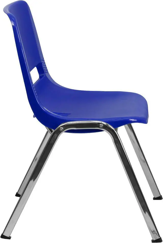 Alt view image 2 of 20 - HERCULES Series 880 lb. Capacity Navy Ergonomic Shell Stack Chair with Chrome Frame and 18'' Seat Height