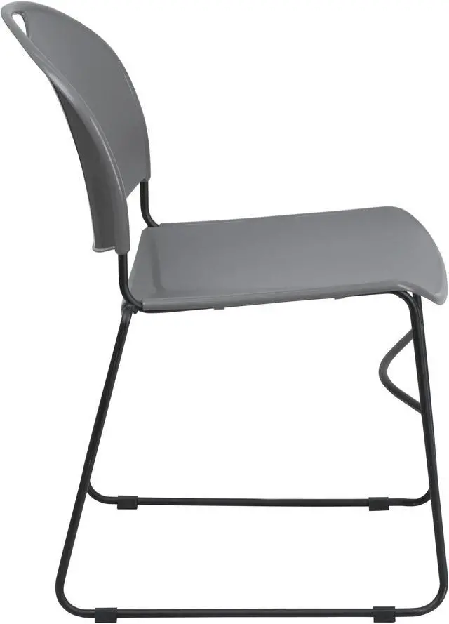Alt view image 2 of 20 - HERCULES Series 880 lb. Capacity Gray Ultra-Compact Stack Chair with Black Powder Coated Frame