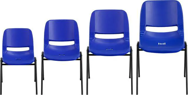 Alt view image 3 of 20 - HERCULES Series 880 lb. Capacity Blue Ergonomic Shell Stack Chair with Black Frame