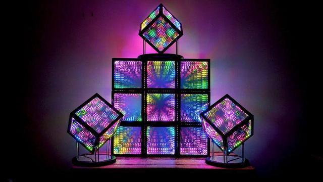 3D Cube Light RGB Glass Infinity Mirror LED with Remote Control for Gaming  Room Wedding Home Bar Outdoor and More Setup 