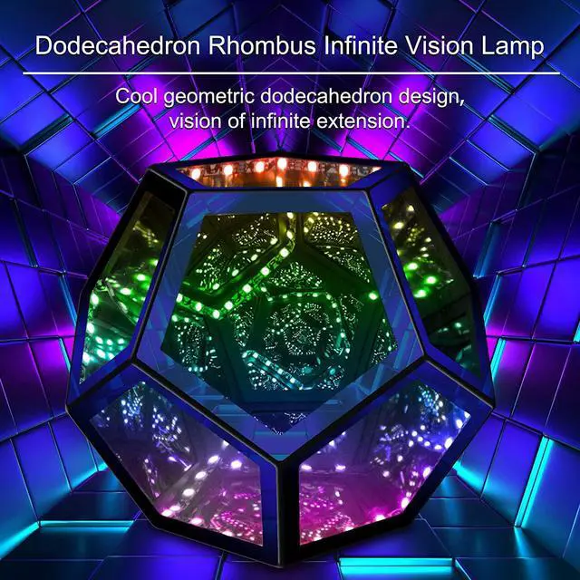 Alt view image 2 of 7 - Infinity Dodecahedron Gaming Light, Cool RGBW Led Desk Table lamp Light for Bedroom Gaming Room Decor, USB Color Mood Changing Ambient Night Lighting lamp for Adult Children