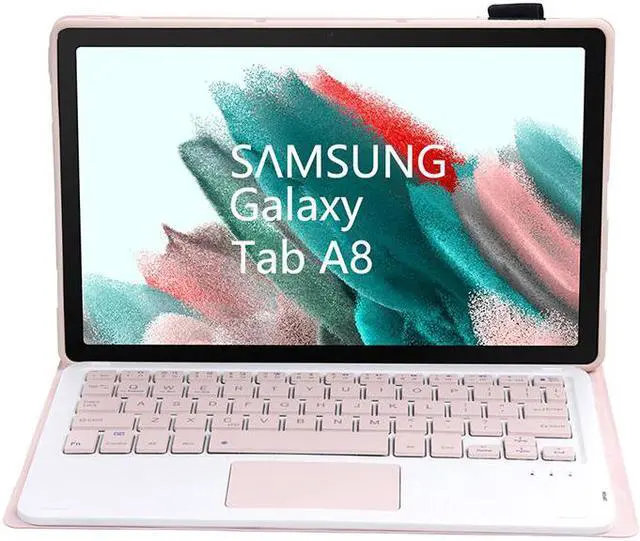 Alt view image 3 of 4 - A08-A Candy Color Bluetooth Keyboard Leather Case with Touchpad For Samsung Galaxy Tab A8 2021 SM-X205 / SM-X200(Purple)