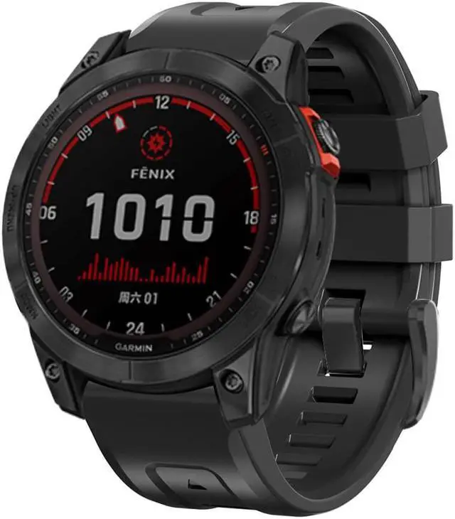 Alt view image 4 of 5 - For Garmin Fenix 7X 26mm Silicone Sport Pure Color Watch Band