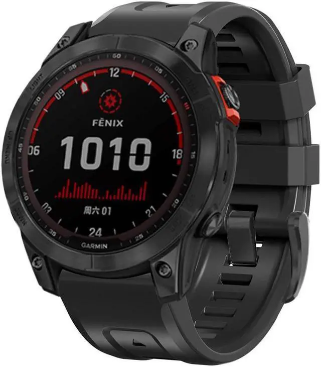 Alt view image 4 of 5 - For Garmin Fenix 6X Pro 26mm Silicone Sport Pure Color Watch Band