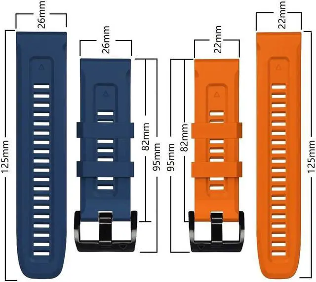 Alt view image 2 of 5 - For Garmin Fenix 7X 26mm Silicone Sport Pure Color Watch Band
