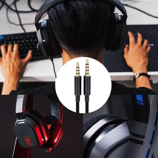 Alt view image 5 of 5 - ZS0086 Standard Version Gaming Headphone Audio Cable for Logitech Astro A10 A40 A30 (Black)