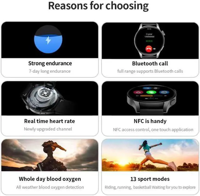 Alt view image 3 of 6 - UM93Pro 1.28 Inch Heart Rate/Blood Oxygen Monitoring Bluetooth Calling Watch With NFC Function (Silver Silicone)