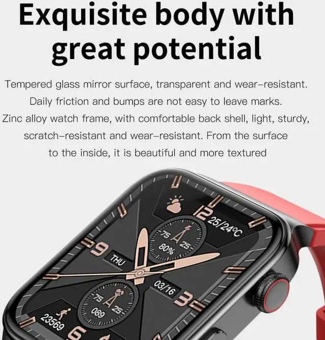 Alt view image 3 of 7 - E500 1.83 inch HD Square Screen TPU Watch Strap Smart Watch Supports ECG Monitoring / Non-invasive Blood Sugar TPU Strap(Black) (Black)