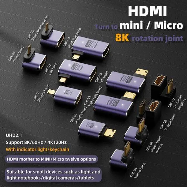 Alt view image 2 of 7 - C8K-01 8K HDMI 2.1 to Mini Adapter