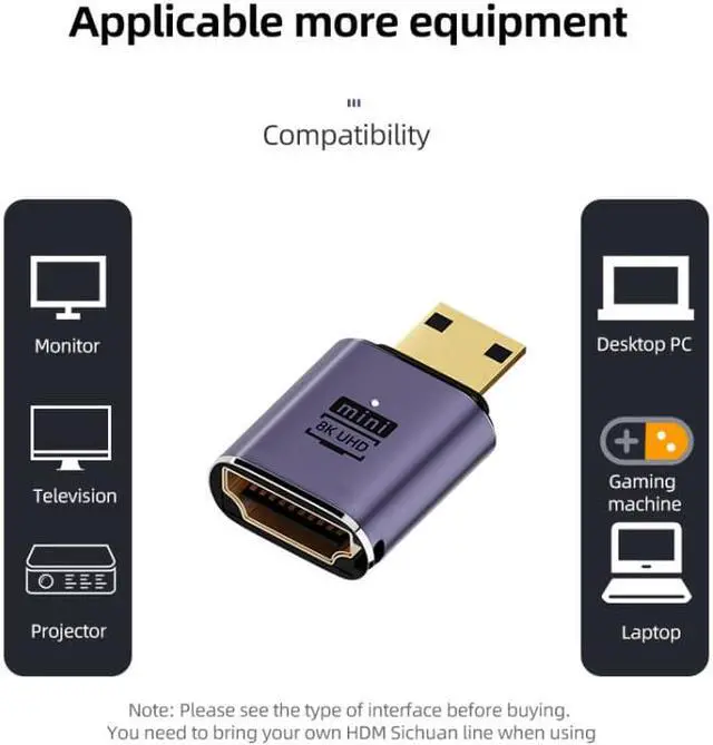 Alt view image 5 of 7 - C8K-01 8K HDMI 2.1 to Mini Adapter