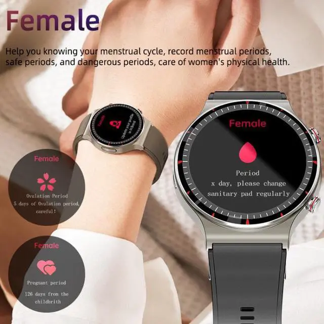 Alt view image 6 of 7 - G08 1.3 inch TFT Screen Smart Watch, Support Medical-grade ECG Measurement/Women Menstrual Reminder, Style:Black Leather Strap
