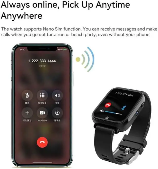 Alt view image 4 of 7 - ROGBID KING 1.75 inch Screen 4G LTE Smart Watch Android 9.1OS 2GB+16GB