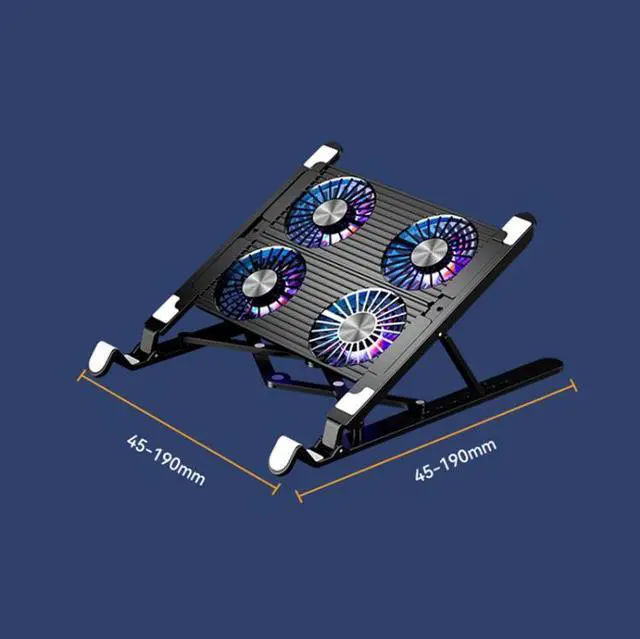 Alt view image 2 of 6 - Laptop Radiator Bracket Folding Storage Air-cooled Cooling Base,Style: Four Fan