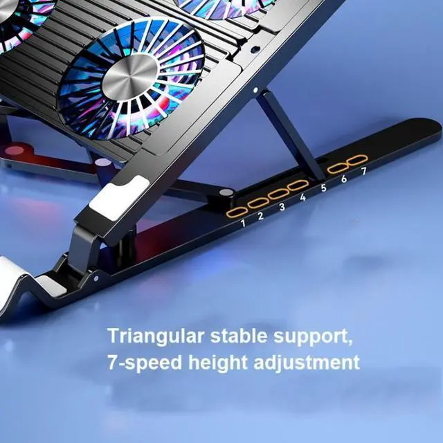 Alt view image 3 of 6 - Laptop Radiator Bracket Folding Storage Air-cooled Cooling Base,Style: Four Fan