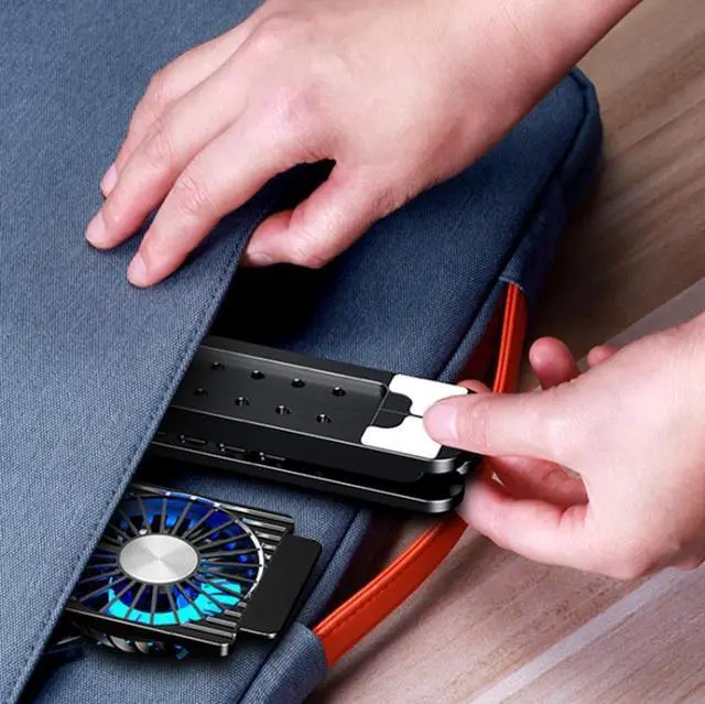 Alt view image 5 of 6 - Laptop Radiator Bracket Folding Storage Air-cooled Cooling Base,Style: Four Fan