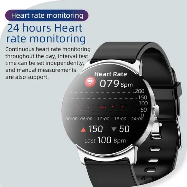 Alt view image 6 of 7 - KS02 1.32 Inch Smart Watch Supports Blood Glucose Detection, Blood Pressure Detection, Blood Oxygen Detection (Silver+Black)