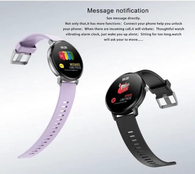 Alt view image 7 of 7 - V11 Smartwatch Real-time Heart Rate Blood Pressure Monitor Multi-sport mode Breathing Light Smart Watch for Android IOS Phone (Pink Silicone)