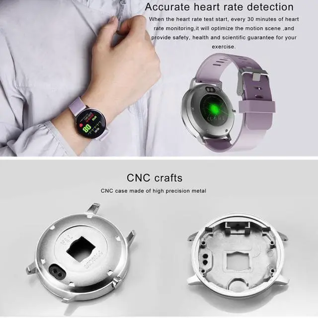 Alt view image 3 of 7 - V11 Smartwatch Real-time Heart Rate Blood Pressure Monitor Multi-sport mode Breathing Light Smart Watch for Android IOS Phone (Pink Silicone)