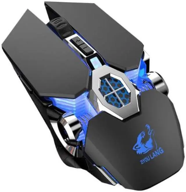Alt view image 2 of 7 - FREEDOM-WOLF X13 2400 DPI 6 Keys Wireless Charging Silent Water-cooled Luminous Mechanical Gaming Mouse (Star Black)
