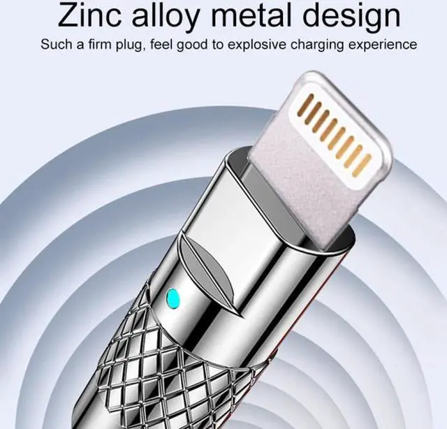 Alt view image 2 of 7 - Mech Series 6A 120W USB to 8 Pin Metal Plug Silicone Fast Charging Data Cable, Length: 1.2m