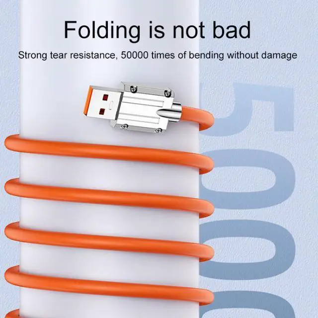Alt view image 4 of 7 - Mech Series 6A 120W USB to 8 Pin Metal Plug Silicone Fast Charging Data Cable, Length: 1.2m