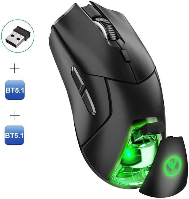 Alt view image 3 of 7 - HXSJ T40 7 Keys 4000DPI Three-mode Colorful Backlight Wireless Gaming Mouse Rechargeable T40 White (White)