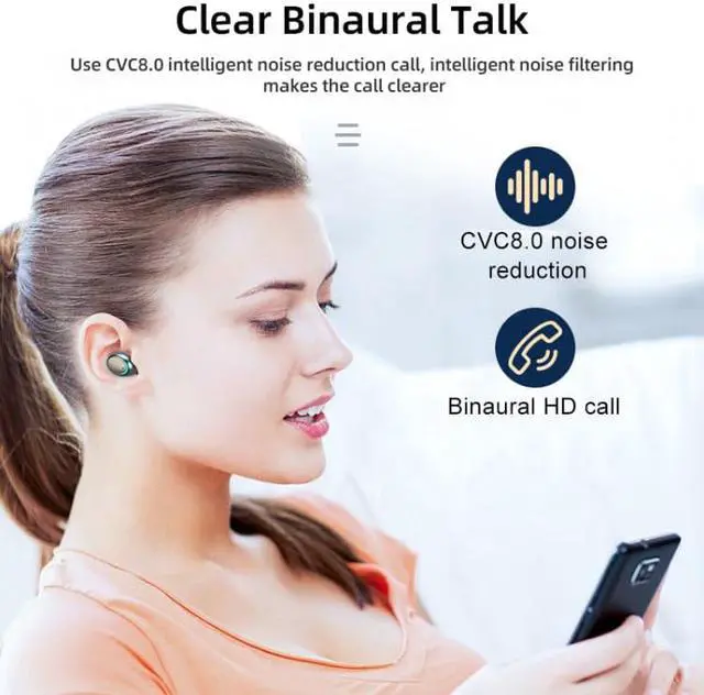 Alt view image 6 of 6 - R11 LED Light + Digital Display Bluetooth Earphone Black White