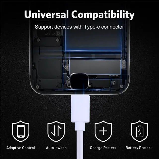 Alt view image 3 of 6 - USB to USB-C / Type-C Copper Core Charging Cable, Cable Length:1m