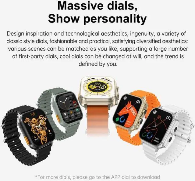 Alt view image 5 of 7 - N22 2 in 1 1.96 inch HD Display Sport Bluetooth Call Earphone Smart Watch (Black)