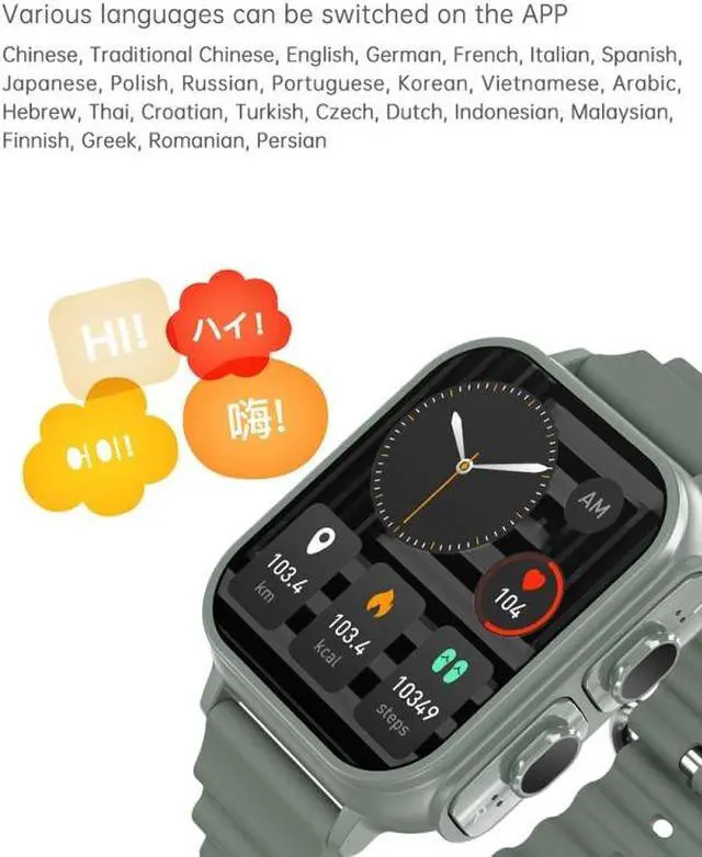 Alt view image 6 of 7 - N22 2 in 1 1.96 inch HD Display Sport Bluetooth Call Earphone Smart Watch (Black)