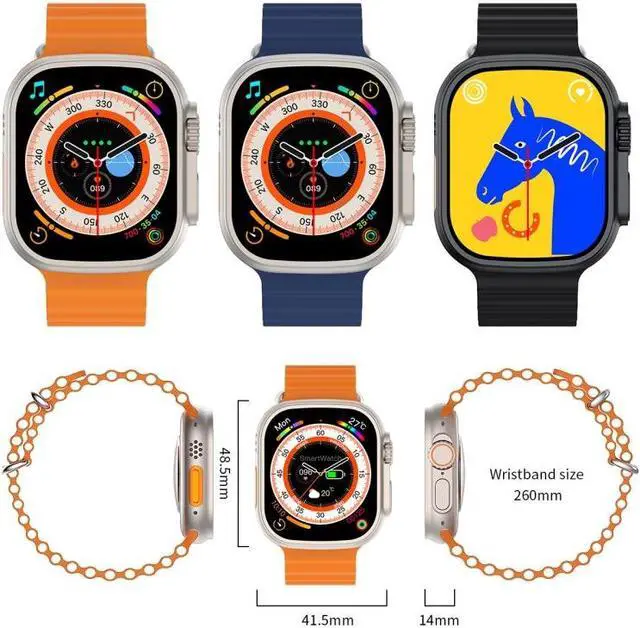 Alt view image 2 of 7 - S800 Ultra Max 1.96 inch TFT Screen Smart Watch, Support Heart Rate / Blood Pressure Monitoring (Blue) Black