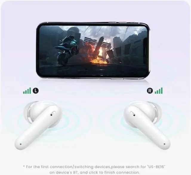 Alt view image 6 of 7 - USAMS BE16 Ice Tray Series Transparent TWS In-Ear Wireless Bluetooth Earphone (Green)