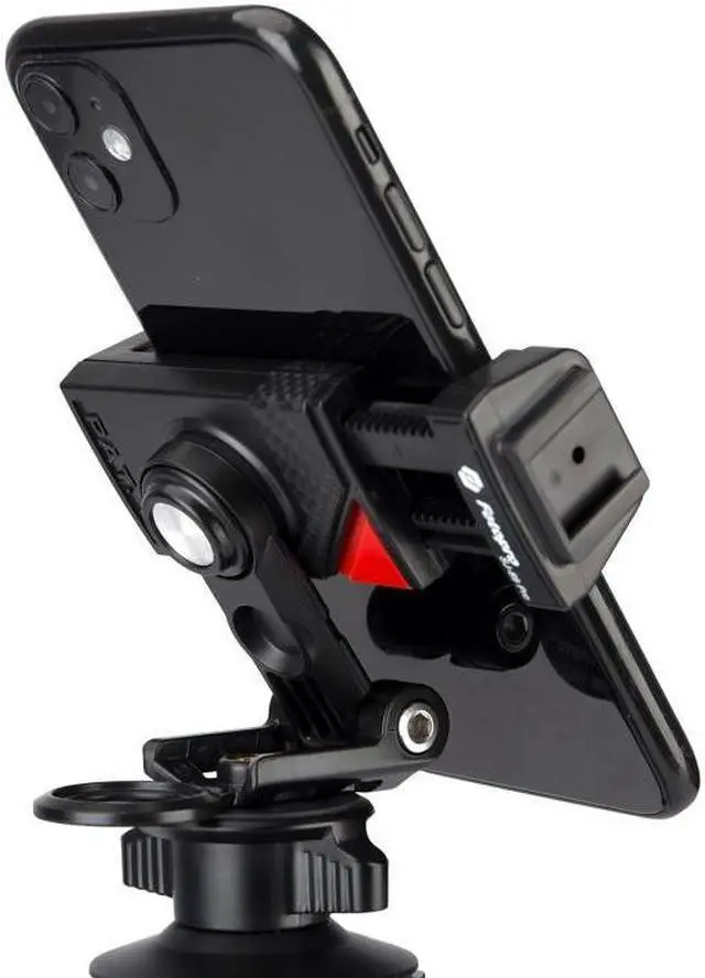 Alt view image 5 of 5 - Fotopro SJ-89 Pro Carbon Fiber Texture Horizontal and Vertical Tripod Mount Adapter Phone Clamp