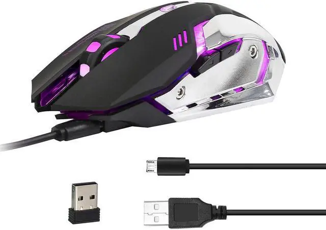 Alt view image 5 of 7 - ZERODATE X70 2.4GHz Wireless Gaming Mouse Black White