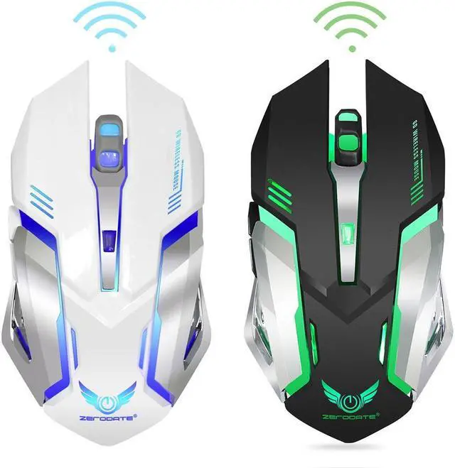 Alt view image 2 of 7 - ZERODATE X70 2.4GHz Wireless Gaming Mouse Black White