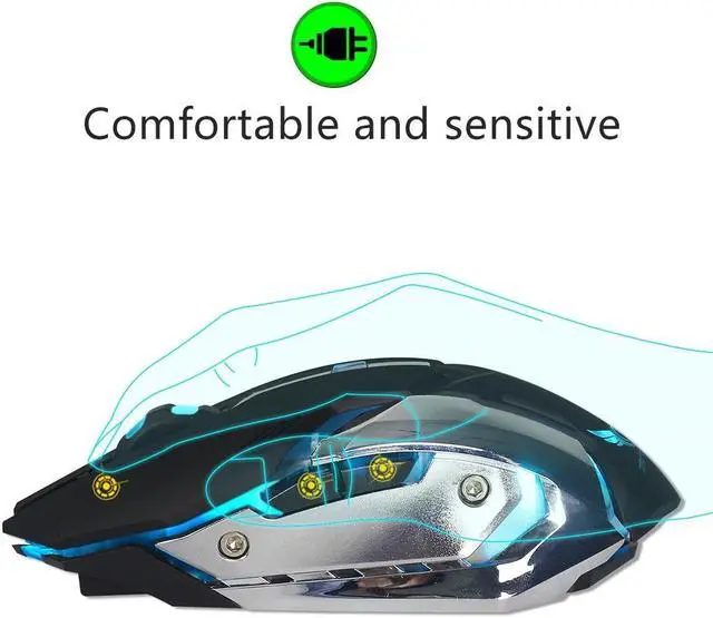Alt view image 7 of 7 - ZERODATE X70 2.4GHz Wireless Gaming Mouse Black White