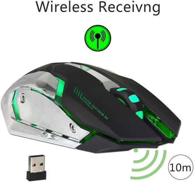 Alt view image 6 of 7 - ZERODATE X70 2.4GHz Wireless Gaming Mouse Black White