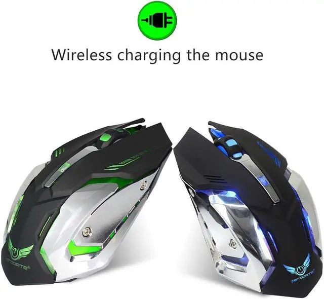 Alt view image 4 of 7 - ZERODATE X70 2.4GHz Wireless Gaming Mouse Black White