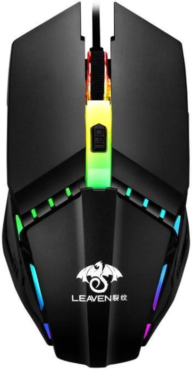 Main image of LEAVEN 7 Keys 4000DPI USB Wired Computer Office Luminous RGB Mechanical Gaming Mouse, Cabel Length:1.5m, Colour: S10 Black S10 Black
