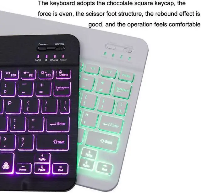 Alt view image 4 of 6 - 78 Keys 10 Inch RGB Colorful Backlit Bluetooth Keyboard For Mobile Phone / Tablet
