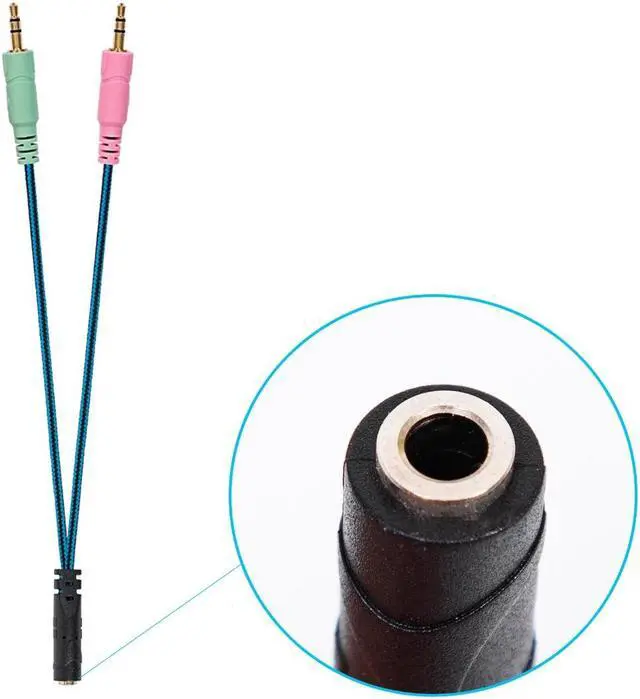 Alt view image 4 of 4 - ZS0158 Straight Plug + Adapter Cable Gaming Headset Audio Cable for SteelSeries Arctis 3 / 5 / 7