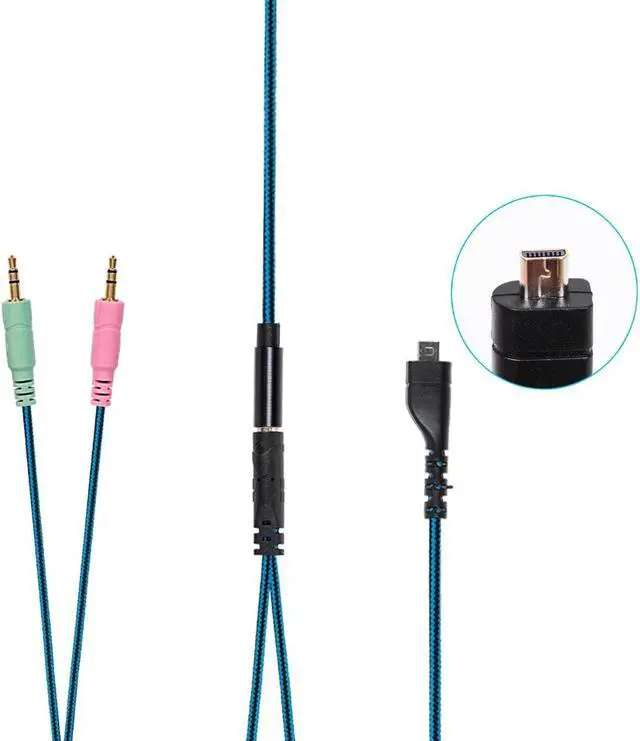 Alt view image 3 of 4 - ZS0158 Straight Plug + Adapter Cable Gaming Headset Audio Cable for SteelSeries Arctis 3 / 5 / 7